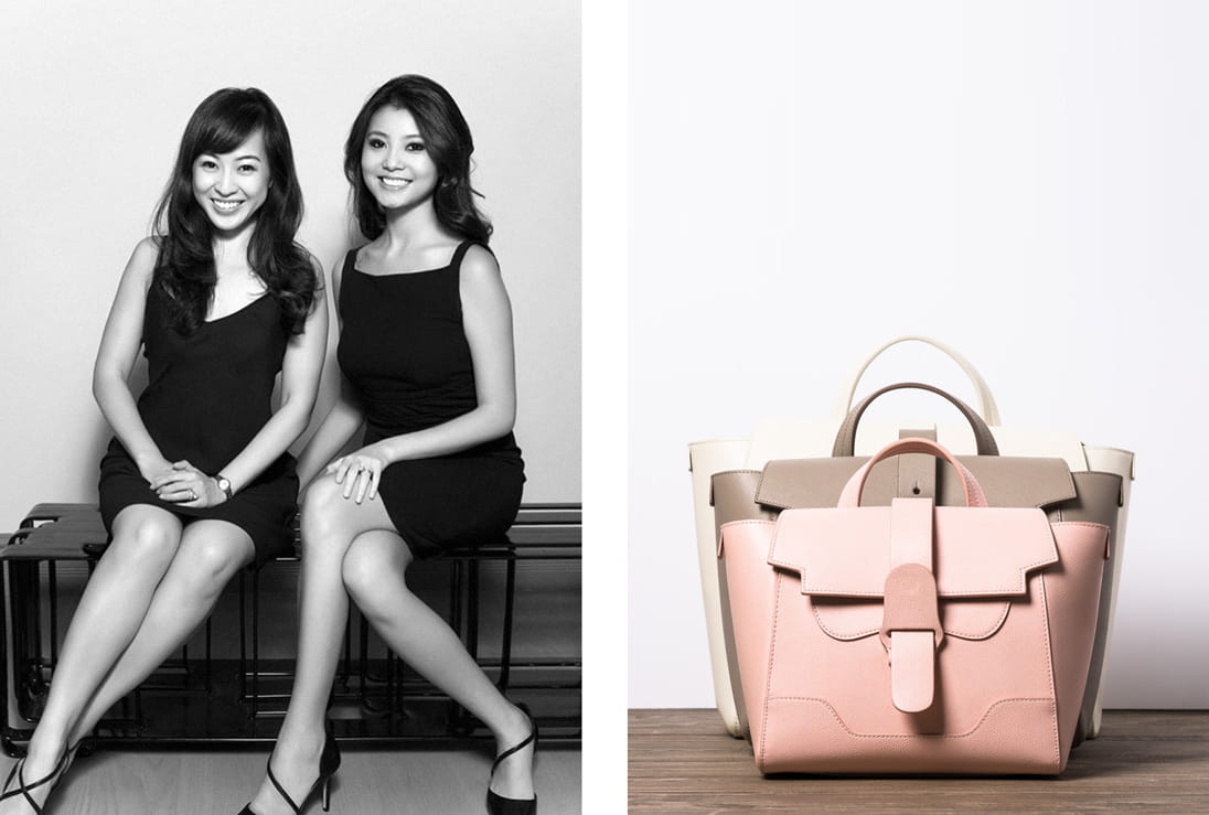 Senreve co-founders Coral Chung and Wendy Wen with one of their bags