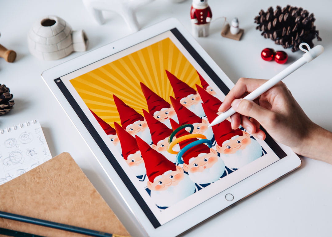 Bonnie Pang works on an illustration for Pacific Place's Christmas campaign
