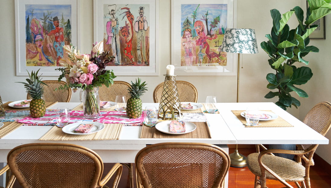 The colourful, airy and electric dining room