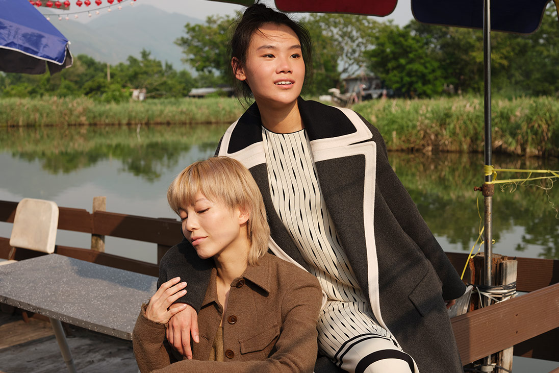 Models pose in Sportmax