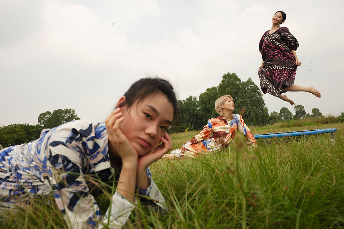 Models pose in Marimekko