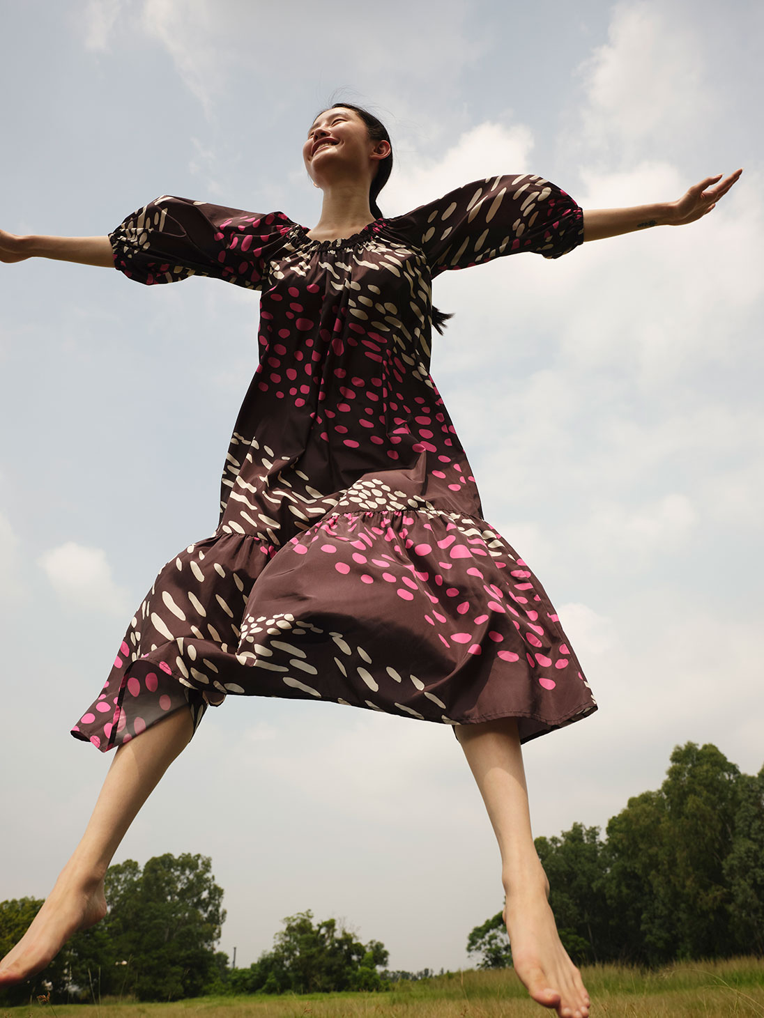 A model poses in Marimekko