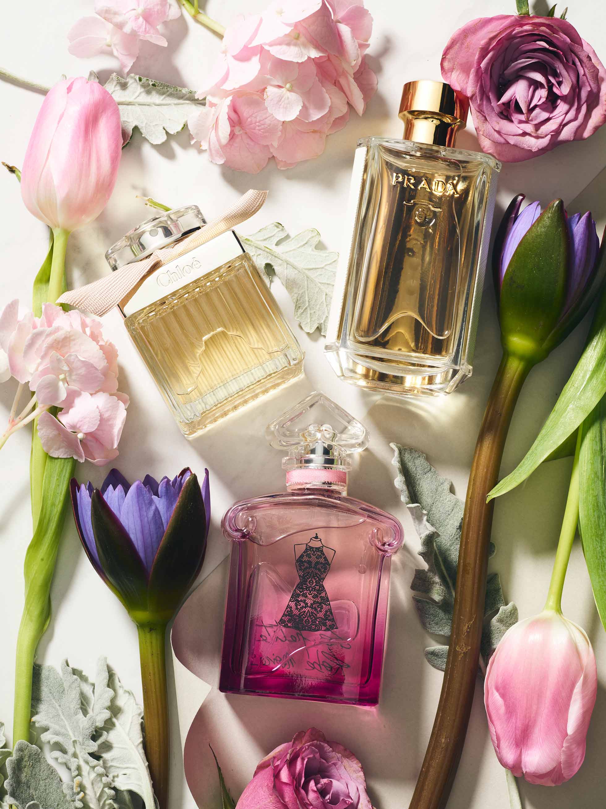 Floral fragrances from Chloé, Prada and Guerlain available at Harvey Nichols