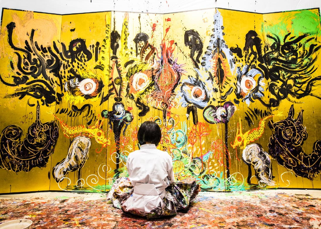 Japanese artist Miwa Komatsu in action