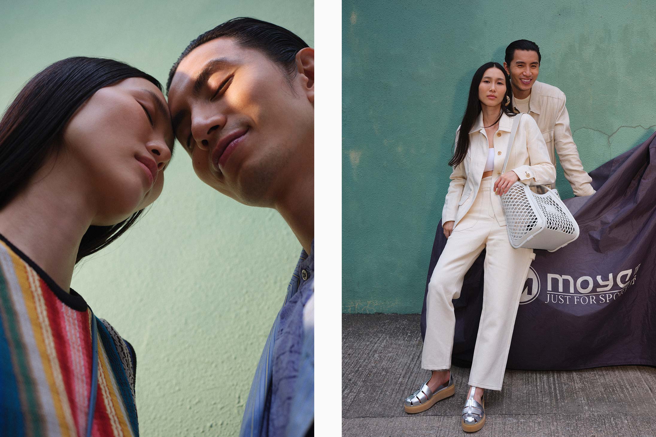 Couples pose in Emporio Armani, Loro Piana, Max Mara and Zegna SS2022 available at Pacific Place