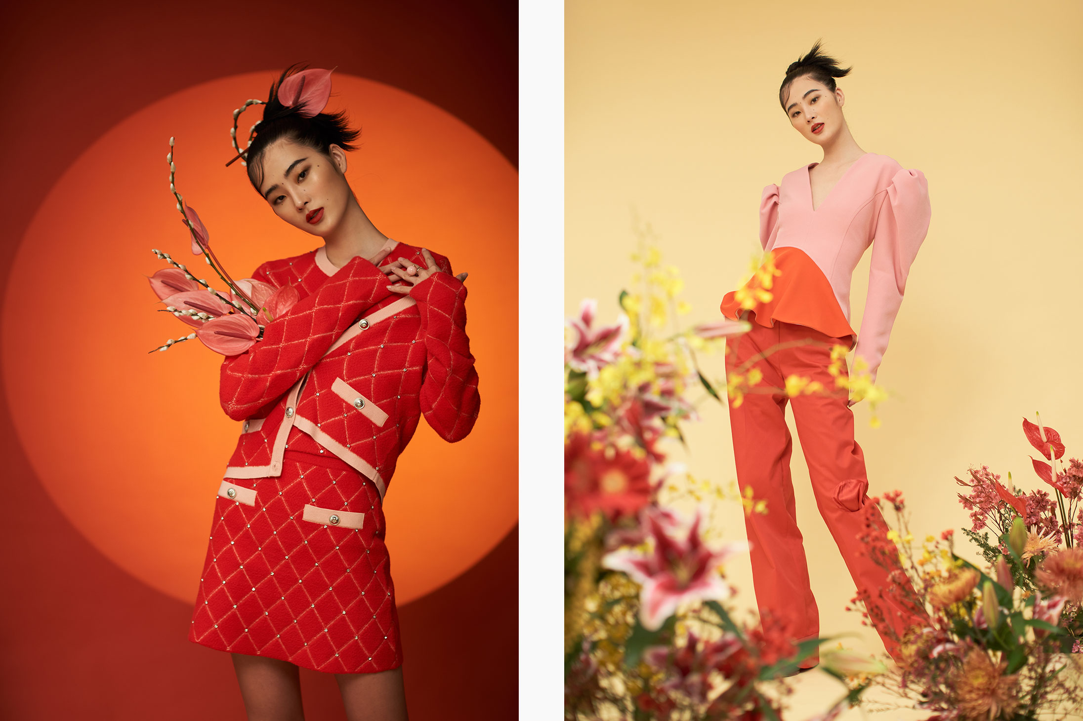 A model poses in Maje, Hermès, Brøgger, Raf Simons and Louis Vuitton available at Pacific Place