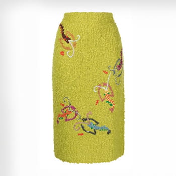 YanYan Knits Shrimp Bouclé Midi Skirt