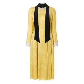 Fendi Yellow Grisaille Silk Dress