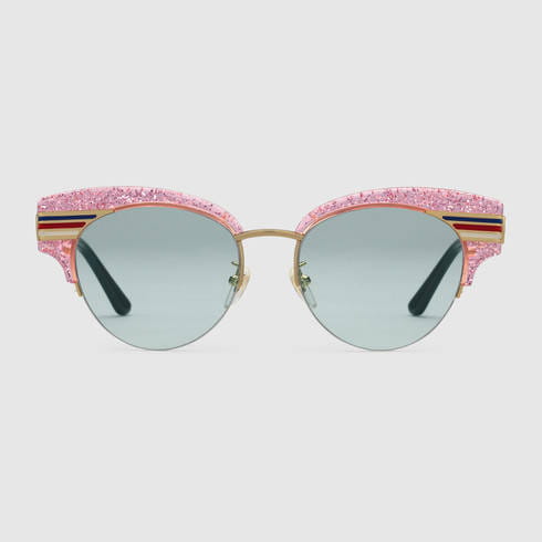 Gucci Cat Eye Glitter Acetate Glasses