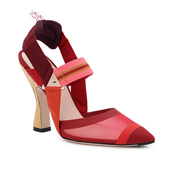 Fendi Red Pumps with Mesh Details