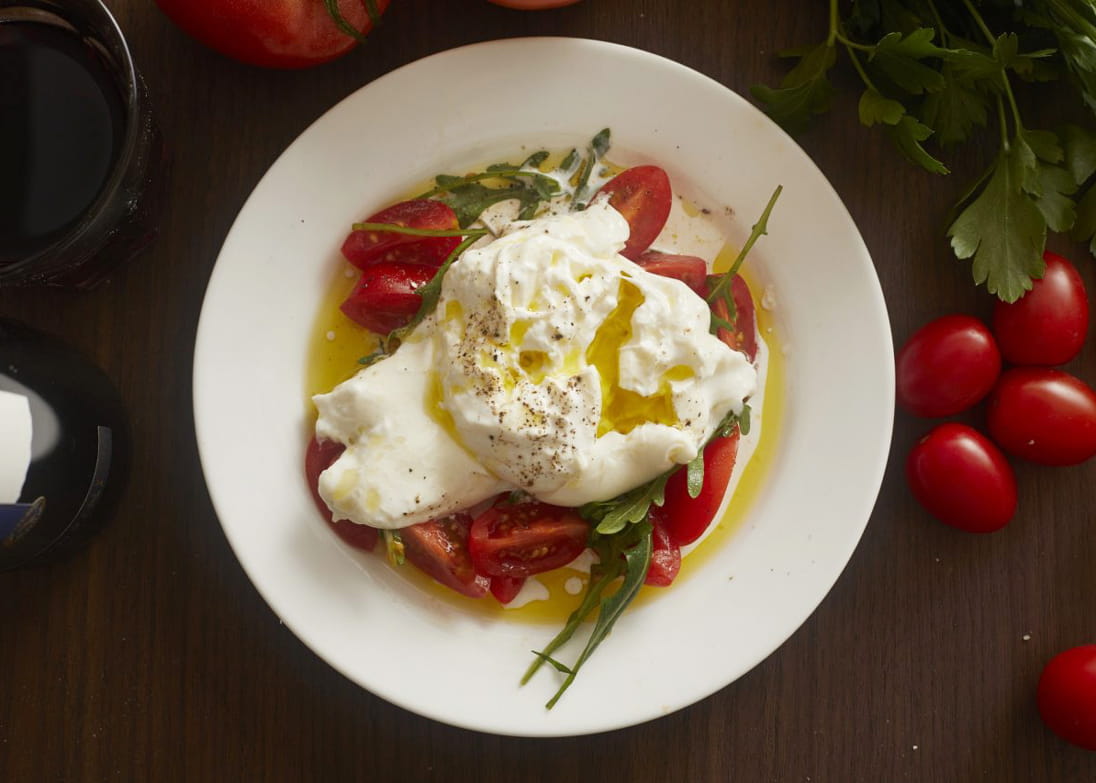 olive oil pici burrata