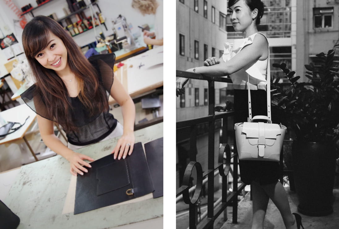 SENREVE co-founder Coral Chung and a model carrying a SENREVE bag