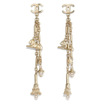 Chanel Metal Glass Pearls Strass Earrings