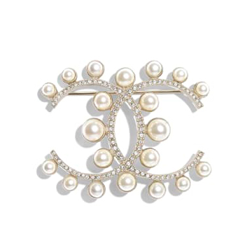Chanel Metal Glass Pearls Strass Brooch