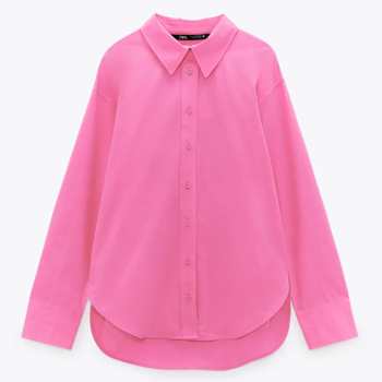 Zara Poplin Collared Shirt with Long Cuffed Sleeves