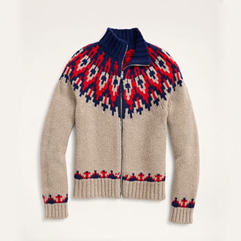 Brooks Brothers Handknit Fair Isle Full-Zip Sweater