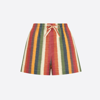 Dior Multicolor Cotton Canvas Shorts with D-Stripes Motif
