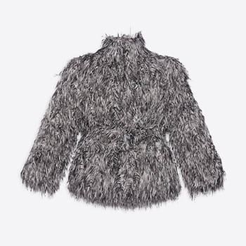 Balenciaga Laser-Cut Fake Fur Jacket in White