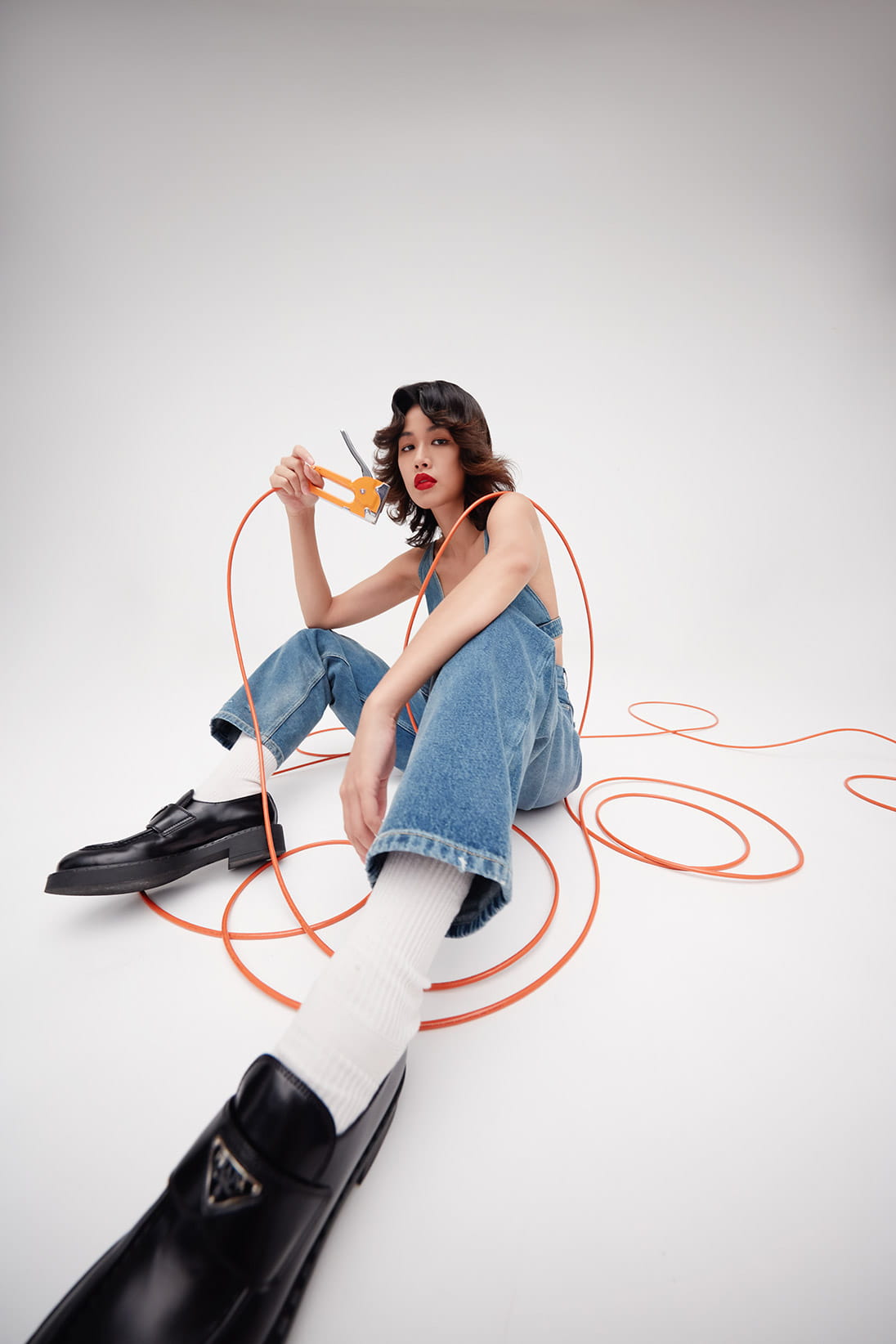 A model poses in Prada