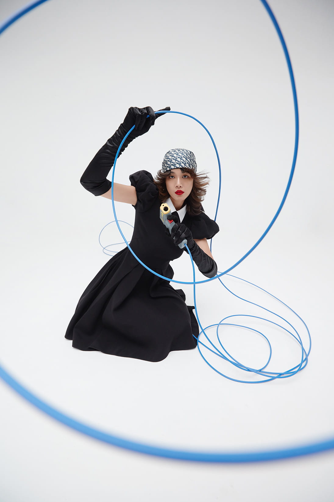 A model poses in Dior
