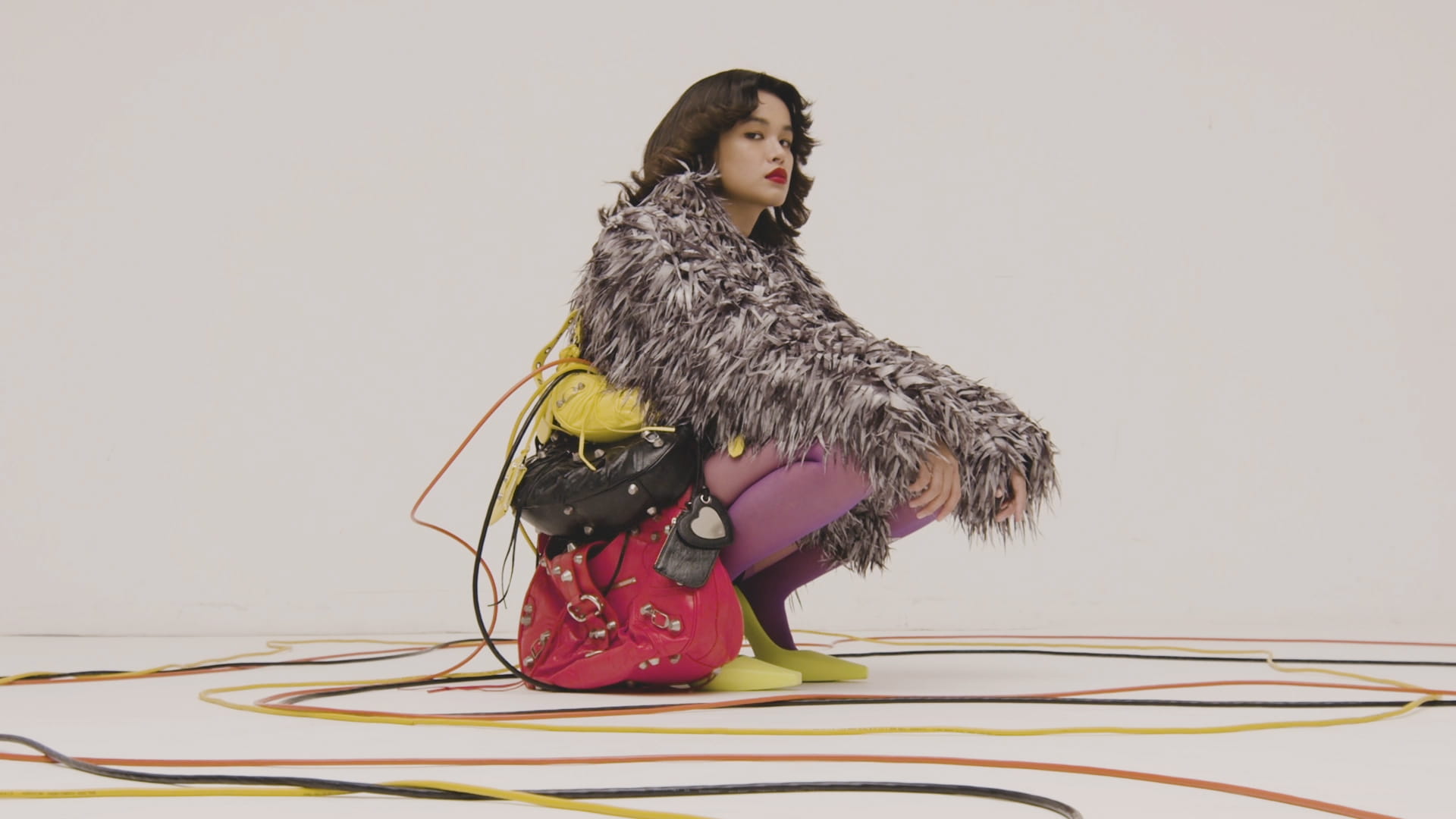 A model poses in Balenciaga