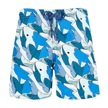 Vilebrequin Men Swim Shorts Shark All Around in Thalassa/Blue