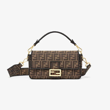 Fendi Brown Fabric Baguette Bag 