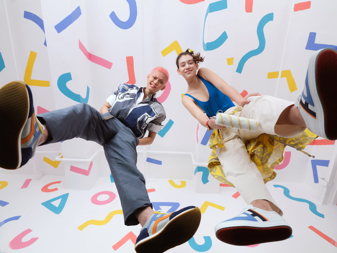 Models pose in Hermès for Pacific Place Hong Kong