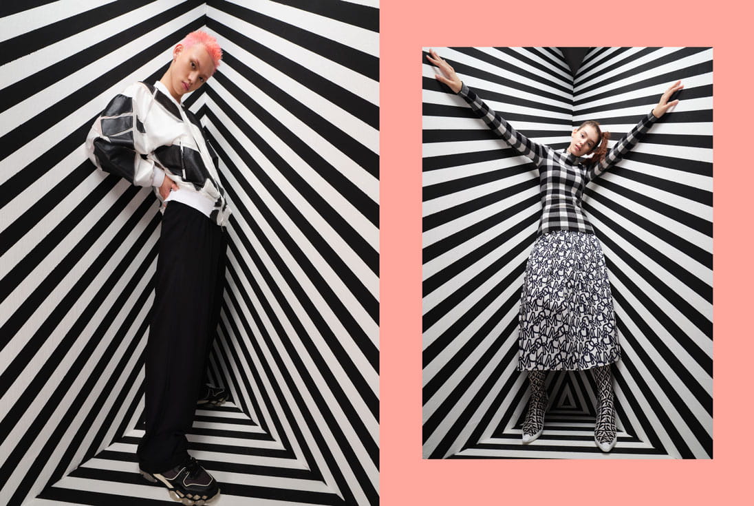 Models pose in Emporio Armani, Sportmax, Moncler and Jimmy Choo for Pacific Place Hong Kong