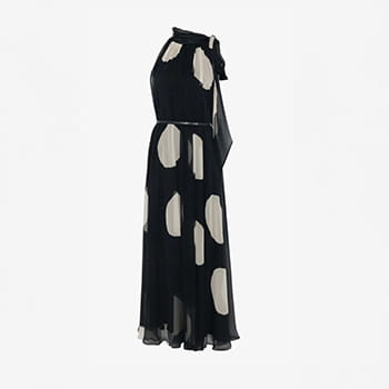 Max Mara Polka Dot-Patterned Long Silk Dress