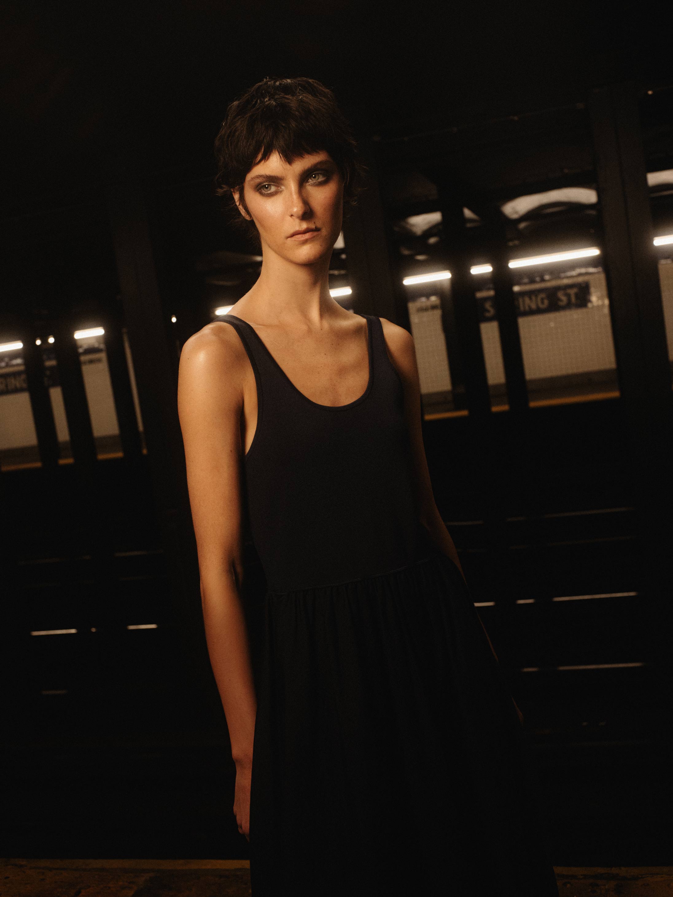 A model poses in Brooklyn wearing Ralph Lauren