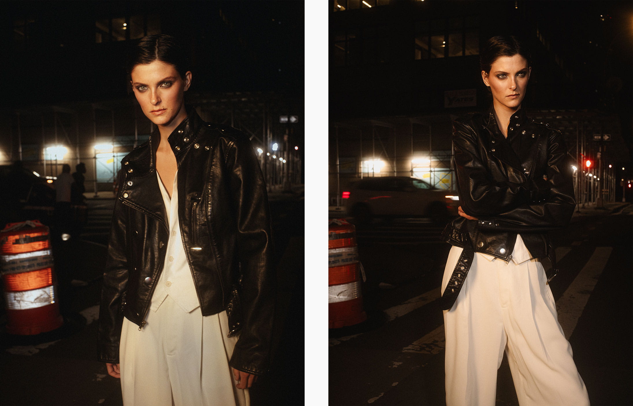 A model poses in Brooklyn wearing Ralph Lauren