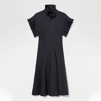 Sportmax Kimono Ruffle Gabardine Dress in Ultramarine