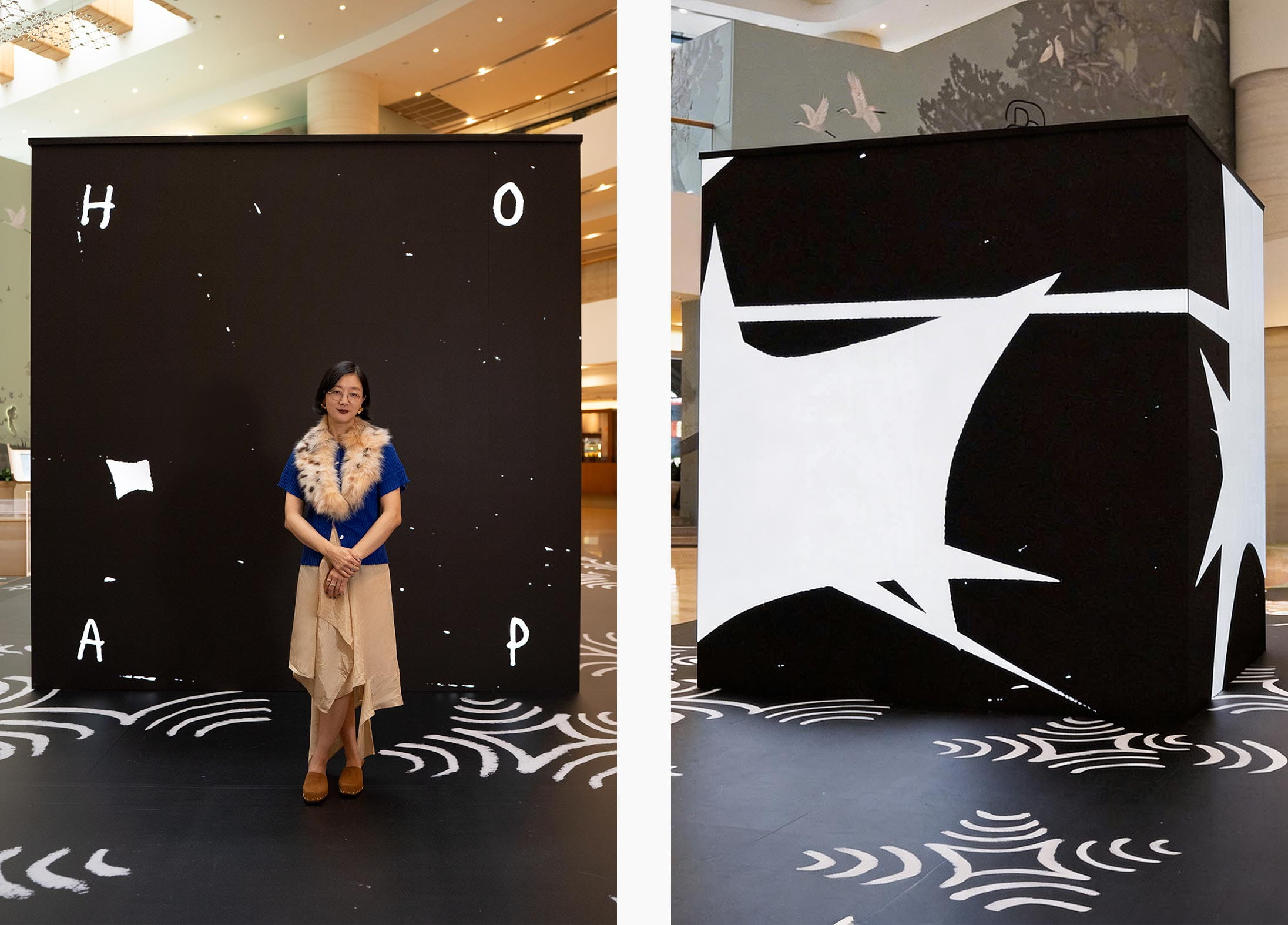 Artist Christine Sun Kim at her Pacific Place installation