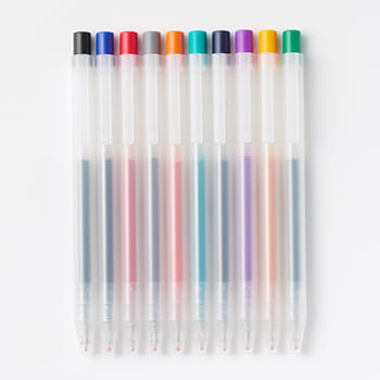 MUJI Smooth Gel Ink Ball Point Pen Knock Type Set 10 0.5