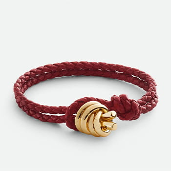 Bottega Veneta Knot Leather Bracelet in Rosewood