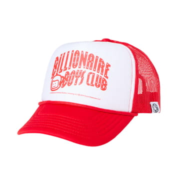Piece by Piece Arch Logo Trucker Hat in Red by Billionaire Boys Club Ice Cream