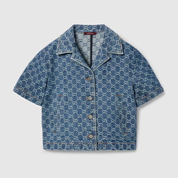 Gucci GG Cropped Denim Jacquard Top