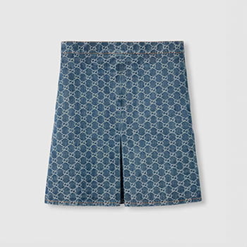 Gucci GG Denim Jacquard Flared Skirt