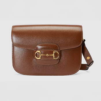 Gucci Horsebit 1955 Small Shoulder Bag in Brown Leather