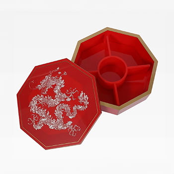 Shanghai Tang Red Lacquer Wood Dragon Candy Box