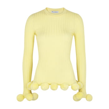 JW Anderson Yellow Pompom-Embellished Wool Jumper available at Harvey Nichols