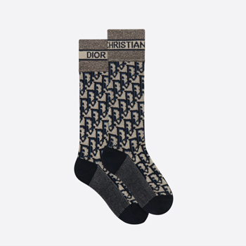 Dior Blue and Ecru Dior Oblique Technical Cotton Socks 