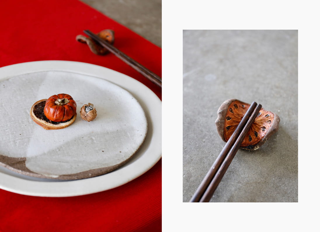 Chinese New Year table styling showing the use of natural elements