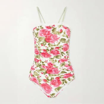 Chloé Rose-Print Ruched Bodysuit