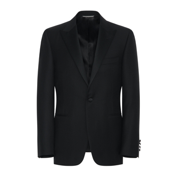 Canali Black Wool Tuxedo with Silk Peak Lapels