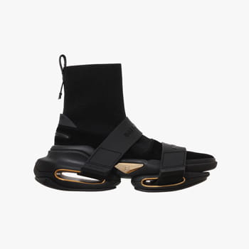 Balmain Black Suede and Knit B-Bold Sneakers with Straps