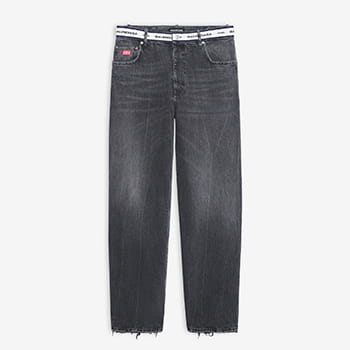 Balenciaga Logo Waistband Trousers In Black/White