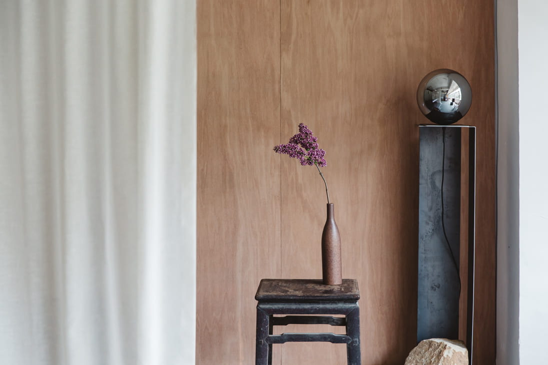 A Ming-style side table in the creative studio of Batten & Kamp