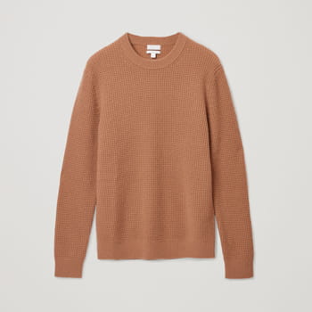 COS Cashmere Waffle Knit Jumper in Brown